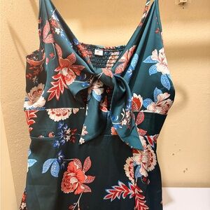 Floral Sleeveless Dress with Bow